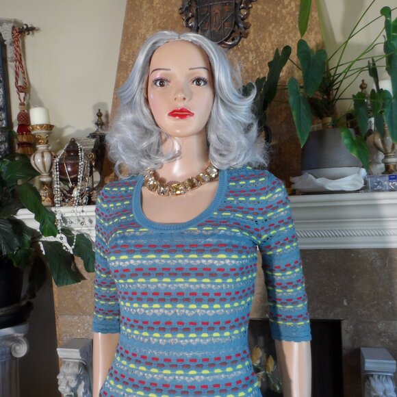 M Missoni Light Blue Multi Color Fit & Flair Knit Dress Size XS - Picture 5 of 16